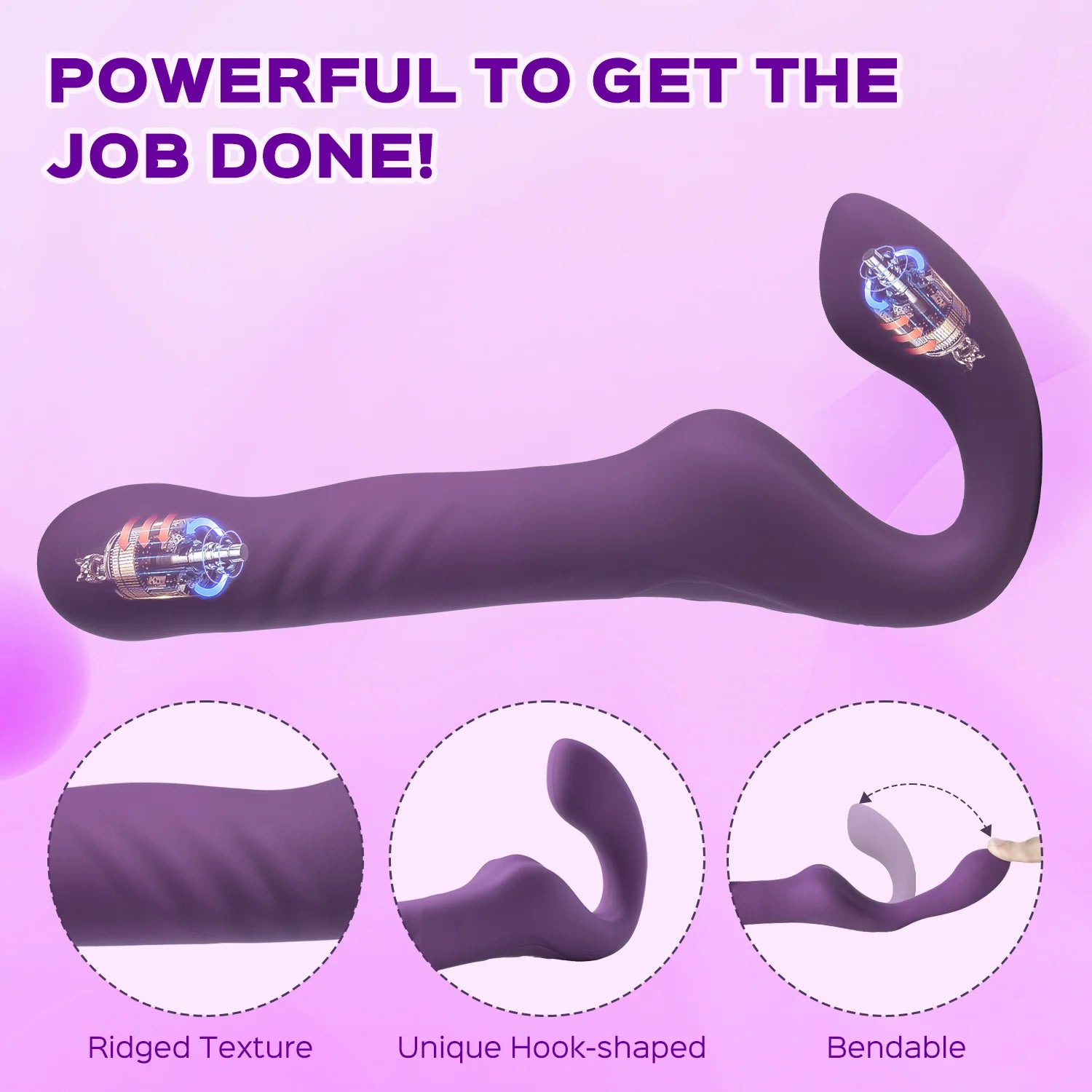 Adrena - Hook-shaped Remote Control Thrusting Dildo Strapless Strap-on Couple Play