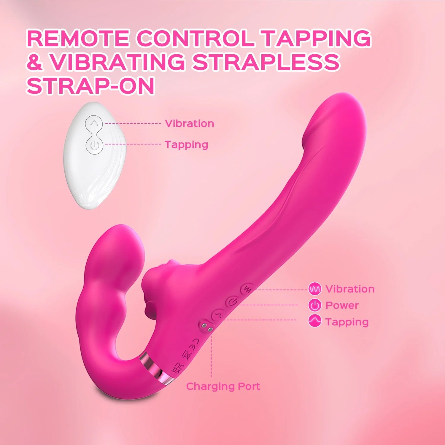 Bloom - Remote Control Tapping & Vibrating Strapless Strap-On