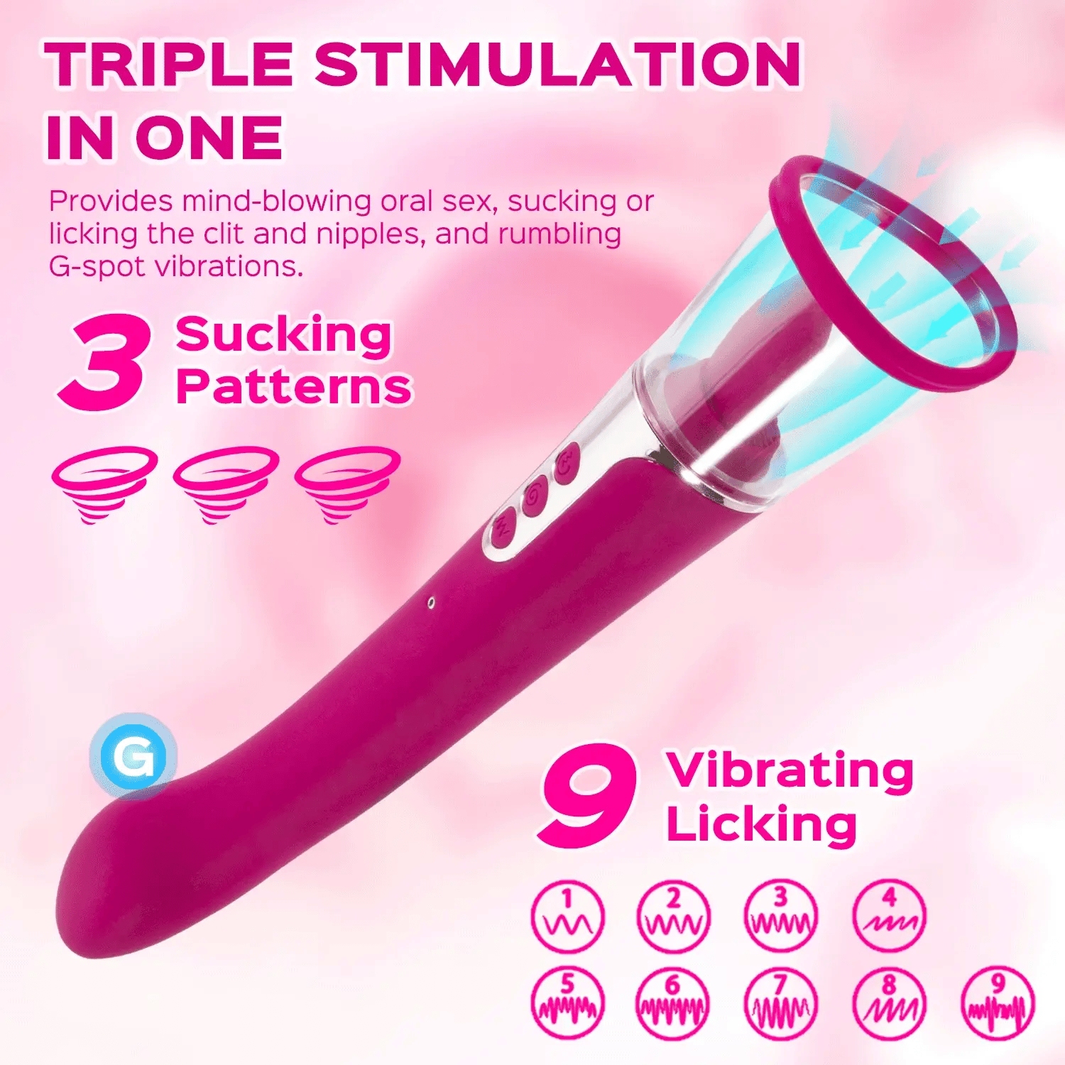 Jade – 3-in-1-G-Punkt-Vibrator zum Lecken und Saugen der Klitoris