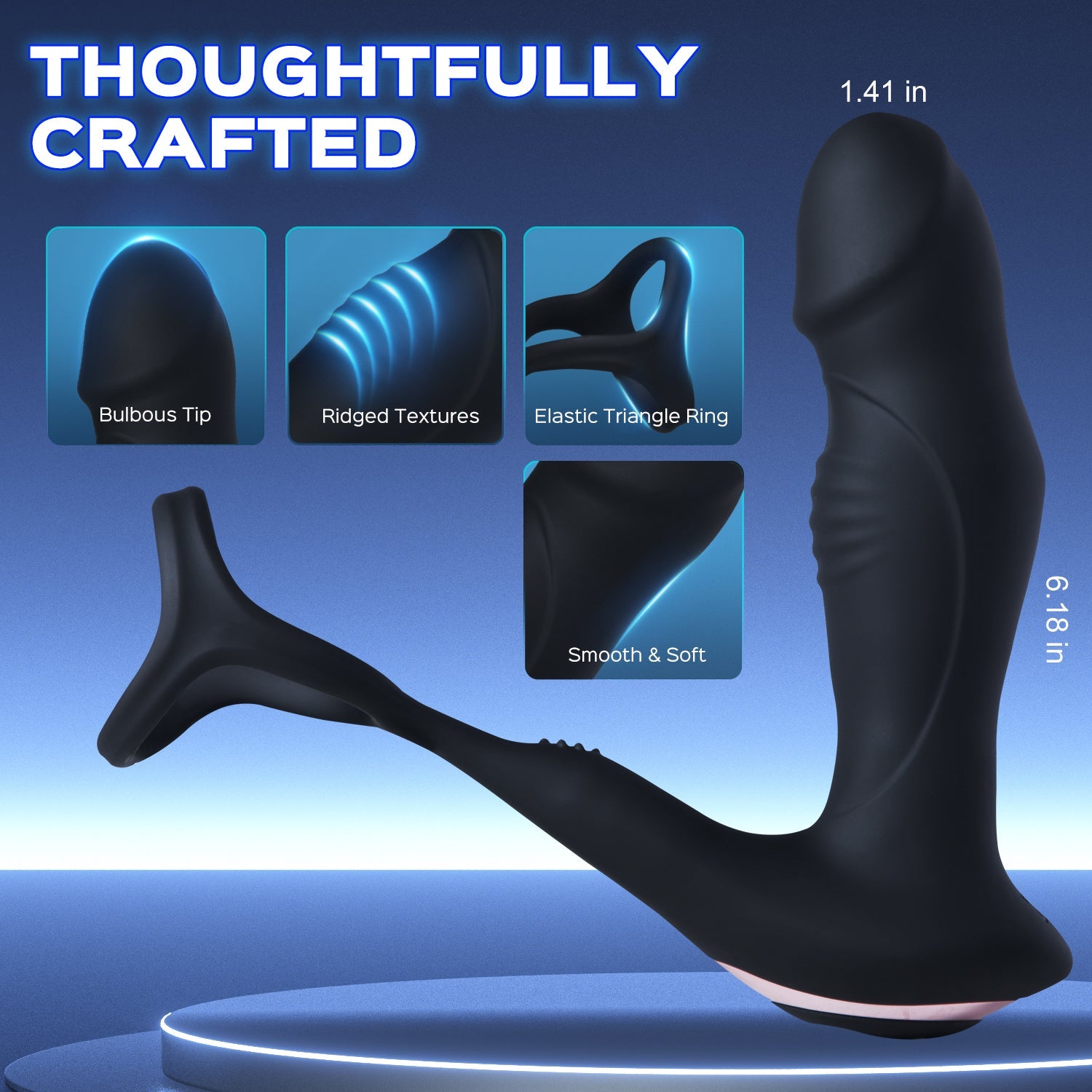 Nolan - Remote Control Vibrating & Thrusting Prostate Massager With Triangle Cock Ring