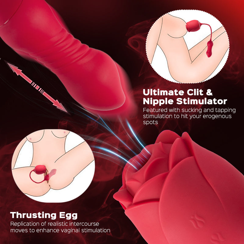 Rose Rope – Rosen-Klitoris-Saugstimulator und stoßendes Ei