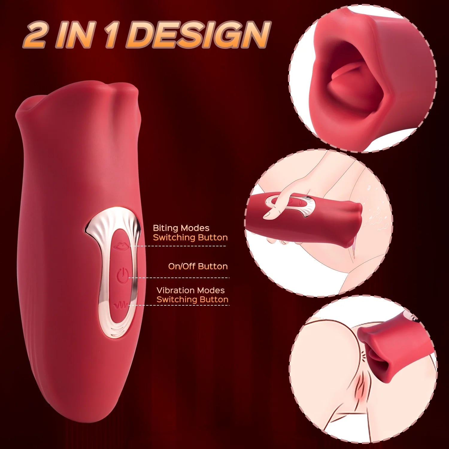 Rosella - Vibrateur mordant de bouche de jouet sexuel oral super vibrant de chatouilleur de clitoris